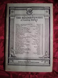Readers Digest März 1928 Hendrik W Van Loon Archibald Rutledge Dorothy Canfield - Bild 1 von 1