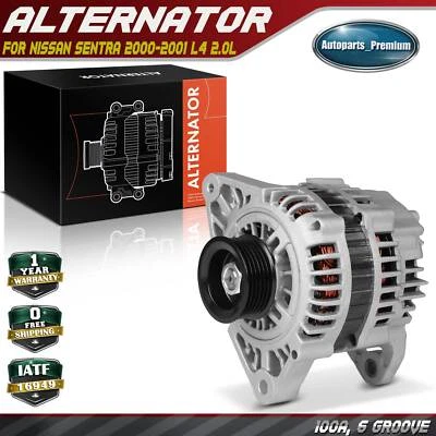 Alternador para Nissan Sentra 2000-2001 L4 2,0 L 100 amperios/12 voltios CW polea de 6 ranuras Foto 1 de 4