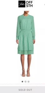 $138 Tahari Textured Tiered Dress Wmn Petite Sm (Sz 4-6) SageGreen Smock Layer - Picture 1 of 18