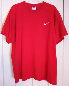 Vintage Nike Red T-Shirt Tee MINT! 100% Cotton Men's L USA Made Scarlet Plain - Picture 1 of 8