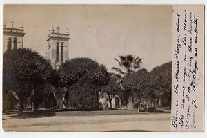Main Plaza San Antonio Texas TX RPPC Postcard 1909 Cathedral  - Picture 1 of 2