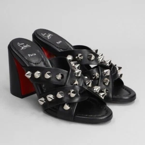 Christian Louboutin SS23 Spika Club 55 Slipper-mule In Black Leather, Size 6US - Picture 1 of 13