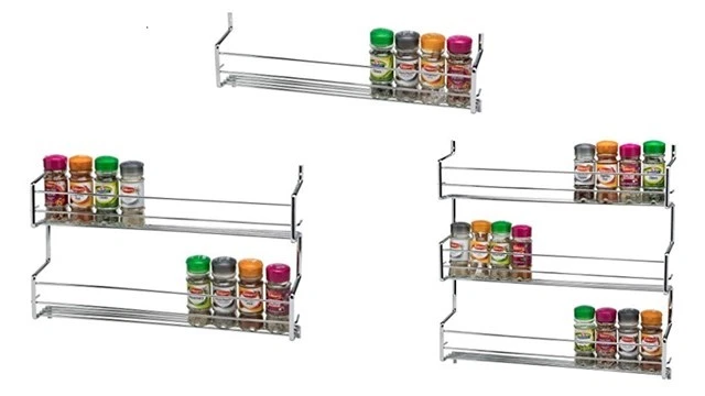 Pisa® Spice Rack Chrome Metal Kitchen Cooking Jar Organiser Wall Mount Shelving - Image 1 of 1