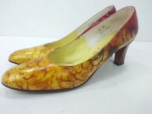 VTG 60s  Wild Mod Psychedelic Lava Lamp pattern  heels slip on pumps sz. 8 - Picture 1 of 11