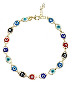 Evil Eye Color Beads Ladies Bracelet -Multi Color Bracelet - Size 7.5'' - Picture 1 of 1