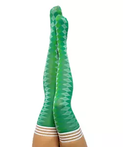 Kixies Par 4 grüne Argyle Overknee Strümpfe ohne rutschfeste Griffe Gr. C NEU - Bild 1 von 5