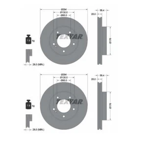 2x Textar 92203203 Bremsscheibe für Ssangyong Rexton W/Rexton Daewoo Rexton - Bild 1 von 1