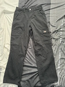 Dickies Girls Cargo Pants Solid Black Youth Size 25” Inseam 25” waist - Picture 1 of 6