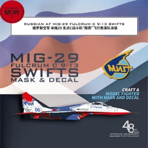Galaxy 1/48 1/72 Mig-29 Fulcrum C 9-13 Swifts Mask Decal for G.W.H/Zvezda Model - Picture 1 of 14