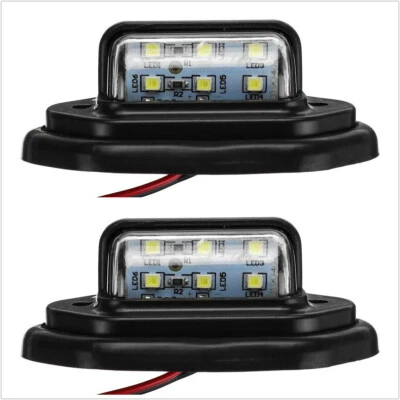6 LED Car License Plate Lights Signal Tail Lamps Black Shell 12V 24V Waterproof - Image 1 of 4