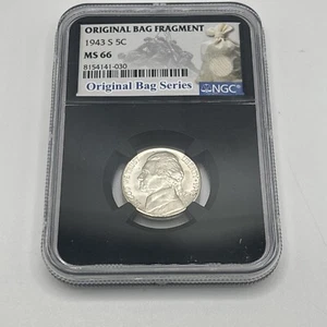 1943 S 5C NGC Jefferson Nickel Original Bag Fragment MS66 - Picture 1 of 2