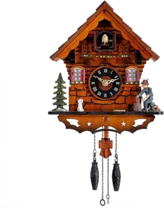 Cuckoo Clock Traditional Black Forest Clock Antique Wooden Pendulum Quartz Wall - Picture 1 of 6