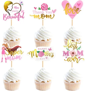 30 Pcs Mother'S Day Cupcake Topper Happy Mother'S Day Pink Party Cake Decoration - Picture 1 of 20