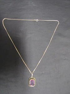 Vintage 333 Collier Anhänge mit Goldkette, 50er Jahre großer Amethyst - Bild 1 von 5