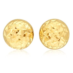 9ct Yellow Gold Diamond Cut Half Round 6mm Stud Earrings - Picture 1 of 2
