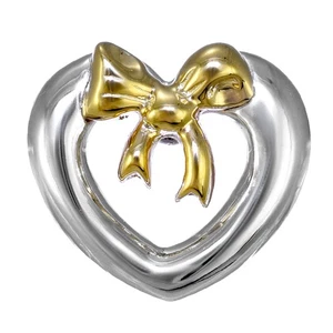 Tiffany & Co. Pendiente de un solo corazón con lazo - plata 925 y oro de 18 quilates de Japón - Imagen 1 de 7