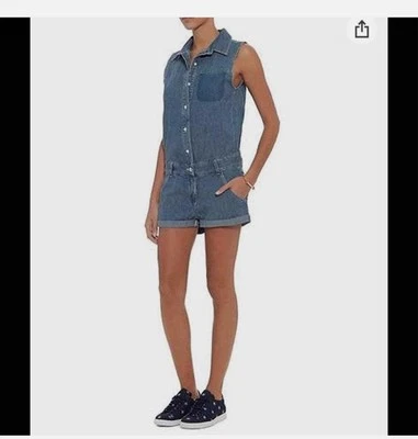 NWT Rag & Bone Cut Out Back Denim Romper MSRP $328 SZ SMALL - Image 1 of 4
