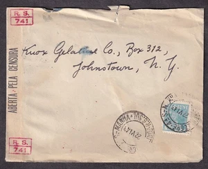 Brazil June 1945 WWII censor cover Porto Allegre to Knox Gelatine Johnstown NY - Picture 1 of 2