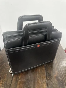Swiss Gear Wenger Black Leather 14" Pro-Folio Briefcase Pristine Condition! - Photo 1/11