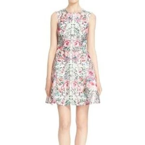 Abito donna gonna a strati Ted Baker Gaea taglia 2 panna stampa floreale tasche laterali - Foto 1 di 10