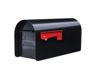 Post Mount Mailbox Black T1 Thick Gauge Large Capacity Steel Pre-Drilled Hole - Image 1 of 2