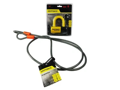 Kryptonite Evolution Series 4 Disc Lock Yellow and 710 7 ft Looped Cable - Image 1 of 4