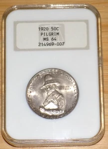 1920 Pilgrim Commemorative Silver Half Dollar 50c NGC MS 64 UNC 20'S ERA COIN - Picture 1 of 4