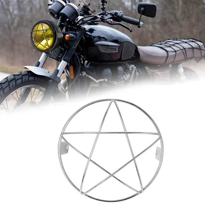 Protector de rejilla de malla metálica cromado apto para motocicleta 6,5"" protector de cubierta de faros Foto 1 de 4