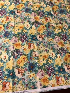 Robert Kaufman Fabric 2.5 yards bright Colorful, Floral never used - Picture 1 of 3