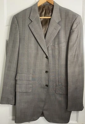 Jaqueta Blazer Corneliani 100% Lã Virgem Extra Fina Xadrez Glen 40 XL (50 EUR) - Imagem 1 de 4