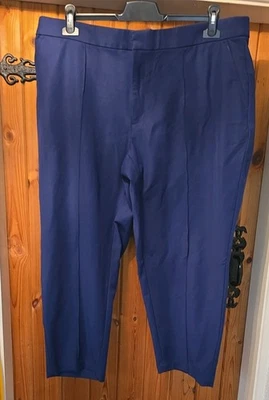 LANDS' END Womens High Rise Stretch Pintuck Pencil Ankle Pants SIZE UK 22 Navy  - Image 1 of 4