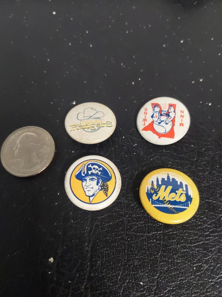 MLB Creative House Baseball Pinback 4 Lot 1970's Original USA Metal - Image 1 of 1