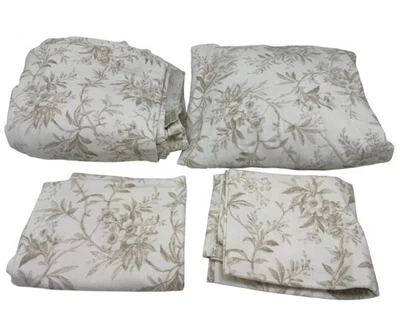 Lote de 4 Lençóis Queen Floral Queen Laura Ashley Bege 100% Algodão Roupa de Cama - Imagem 1 de 4