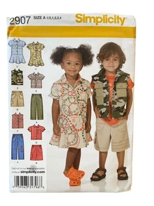 Simplicity 2907 Toddler Pants Shorts Dress Shirt Vest Sizes 1-4 UNCUT FF - Picture 1 of 2