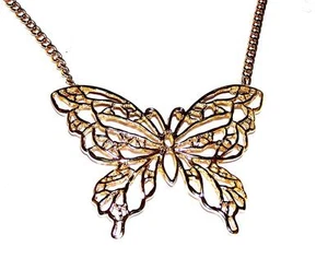 HALSKETTE GT offen filigran mit 17" verstellbarer Kette RIESIGER SCHMETTERLING - Bild 1 von 1