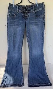 Vintage Pre-Y2K Silber Marke Leder Schnürung Schlag Jeans 31x34 EUC - Bild 1 von 9