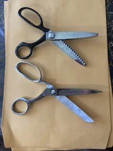 Singer Fabric Pinking Shears & Scissors Lot 8” - Picture 1 of 3