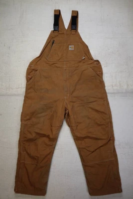 Carhartt FR Bib Overalls 40x30 NFPA 2112 Duck Canvas Double Knee Brown Workwear - Image 1 of 4
