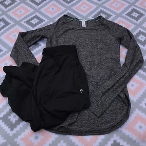 Ivivva Dance Studio Capri Pants Unlined Black Girls Active + Long Sleeve Size 12 - Picture 1 of 10