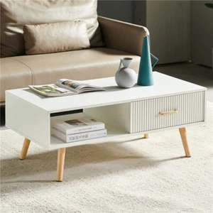 Modern Coffee Table Rectangle Center Table w/Storage Drawer for Living Room - Picture 1 of 13