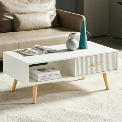 Modern Coffee Table Rectangle Center Table w/Storage Drawer for Living Room - Image 1 of 4