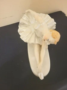 WHITE GLAZED PORCELAIN BALLERINA FIGURINE - Picture 1 of 7