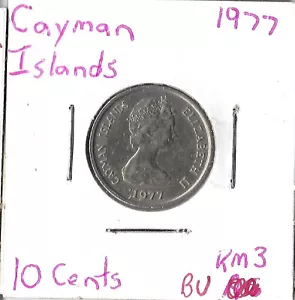 Moneda de 10 centavos 1977 km3 de las Islas Caimán - Imagen 1 de 1