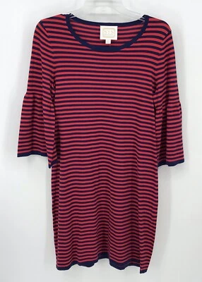 Vestido para mujer Sail to Sable usado a rayas manga campana talla M tejido azul rojo Foto 1 de 4