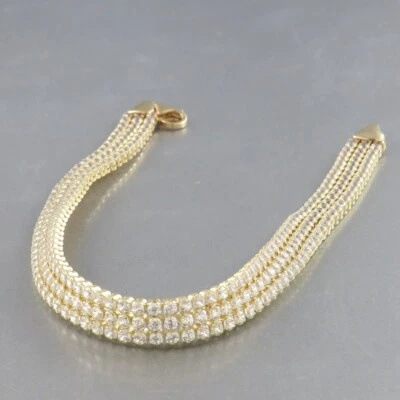 Armband Tennisarmband Zirkonia Besatz ca. 19 cm in 585/14k Gelbgold Neu 105 - Bild 1 von 4