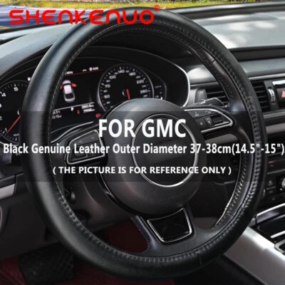 Cubierta de volante de cuero genuino para GMC Sierra 1500 2500 HD 3500 2001-2006 Foto 1 de 4