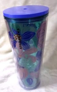 STARBUCKS 2020 Blue, Green & Pink Floral Tumbler Cold Cup 24oz Venti-NO STRAW! - Picture 1 of 6