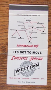 CUBIERTA WESTERN FREIGHT LINES TRUCKS MATCHBOOK: CHATHAM, ONTARIO MATCHCOVER -B27 - Imagen 1 de 2