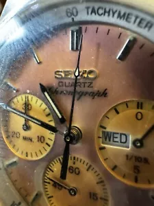 Seiko Chronograph Vintage Quartz 7A38-7190 Watch Stainless - Picture 1 of 10