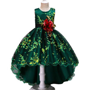 Baby Girls Flower Princess Ball Gown Party Tutu Trailing Dress For Kids Dresses